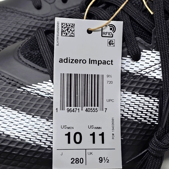 Adidas Adizero Impact Football Cleats Black White IE9661 Men’s Size 10 New - Picture 4 of 10